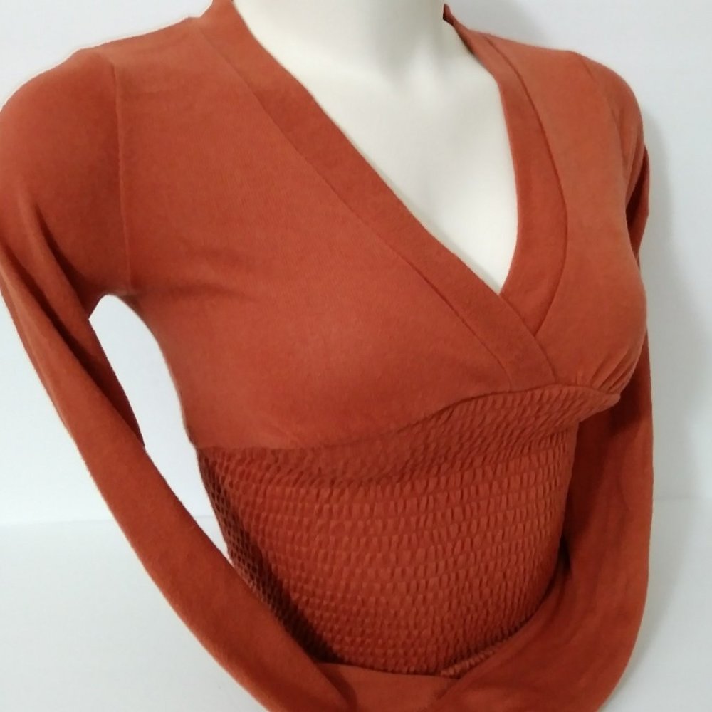 Freshman Juniors Hacci Knit Smocked Pullover Sweater - Picture 7 of 11